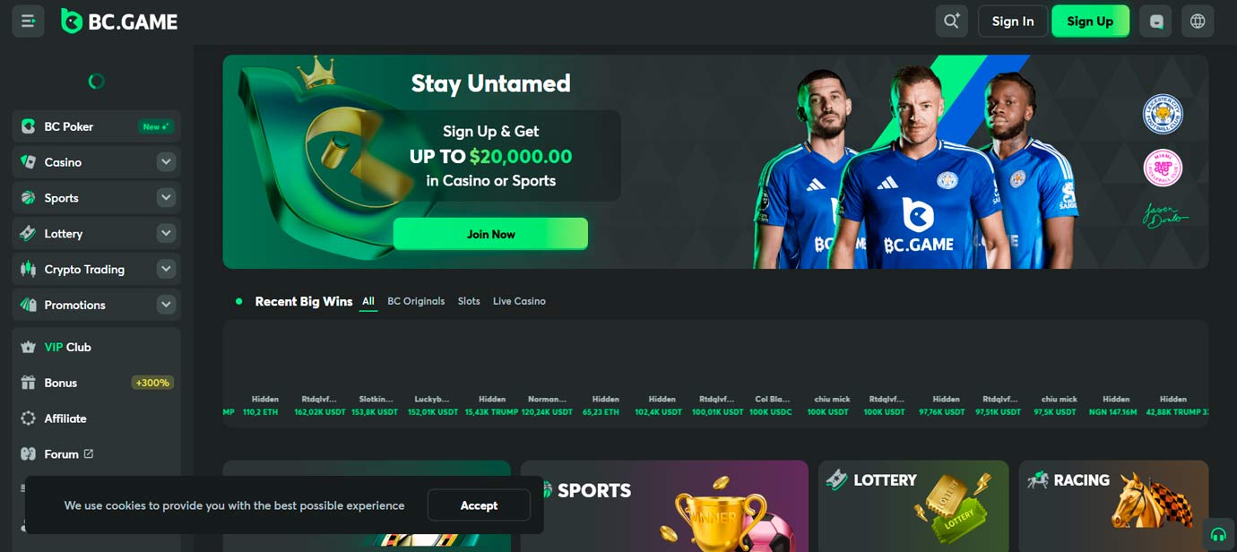 BC.Game site screen