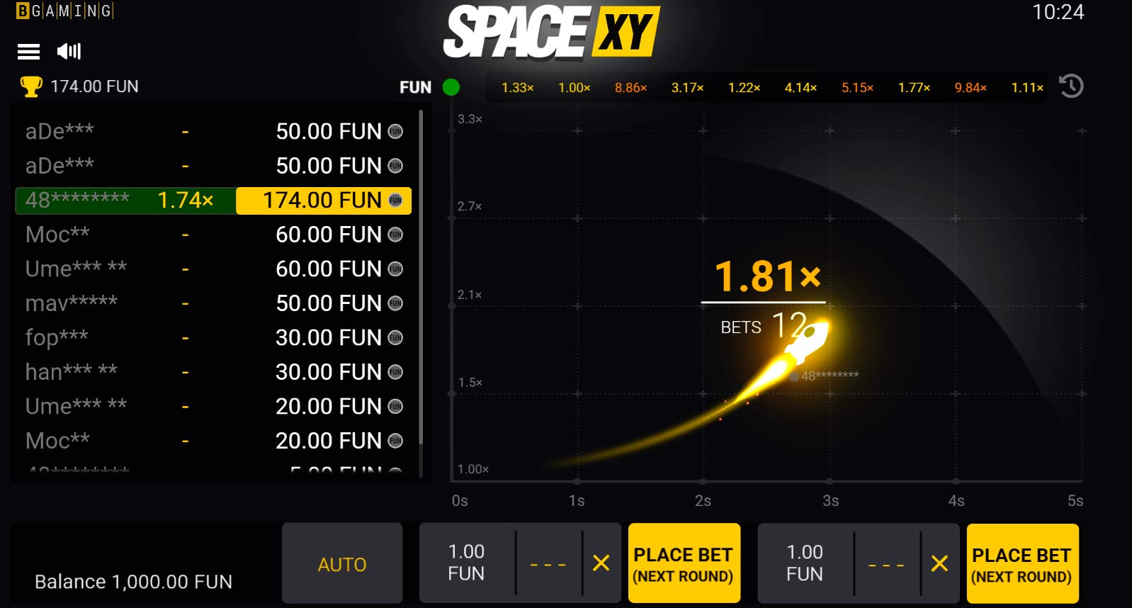 SpaceXY game screen